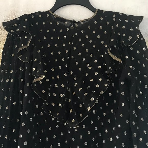 ⚡️SOLD ON KIJIJI⚡️✨HOST PICK✨Sandro Lunea Ruffled Metallic Dot Blouse (NWT) - Picture 12 of 16